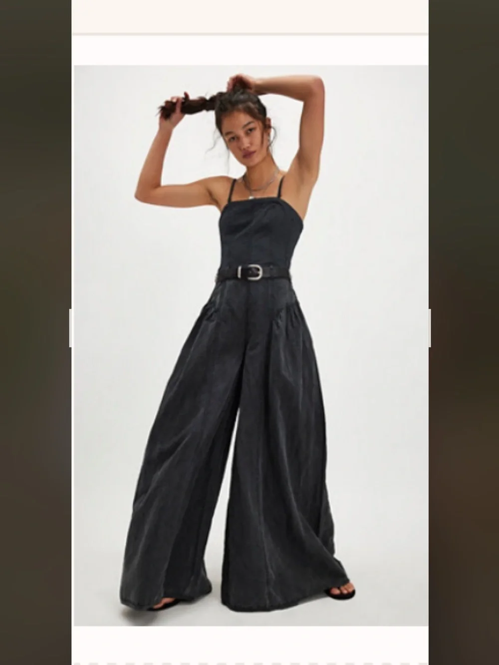 Free People Black Wide-Leg Strapless-Style Jumpsuit